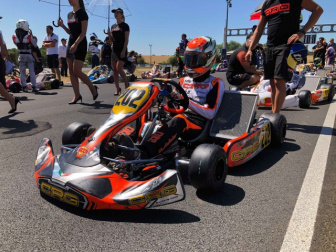 Gabriel Bortoleto on podium of CIK FIA OKJ 2018 European Championship