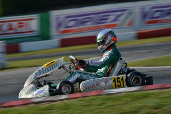 Tony Kart on the podium in KZ2 and OKJ in the 1st round of the WSK Final Cup.