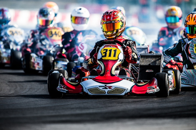 A sniff at the podium for DR Racing Kart