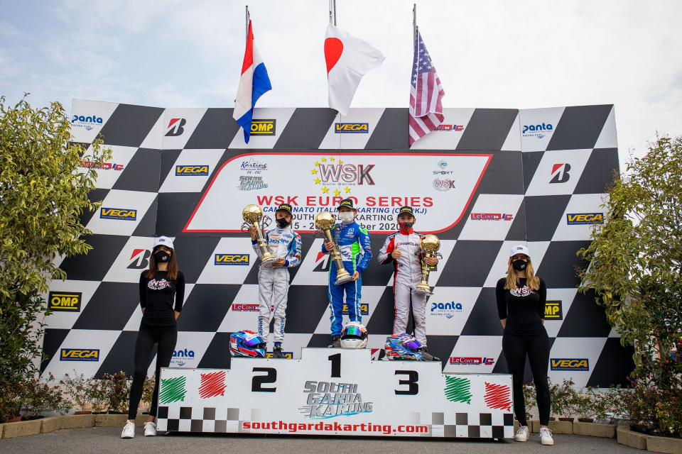 Kai Sorensen on podium in the Euro Series WSK weekend