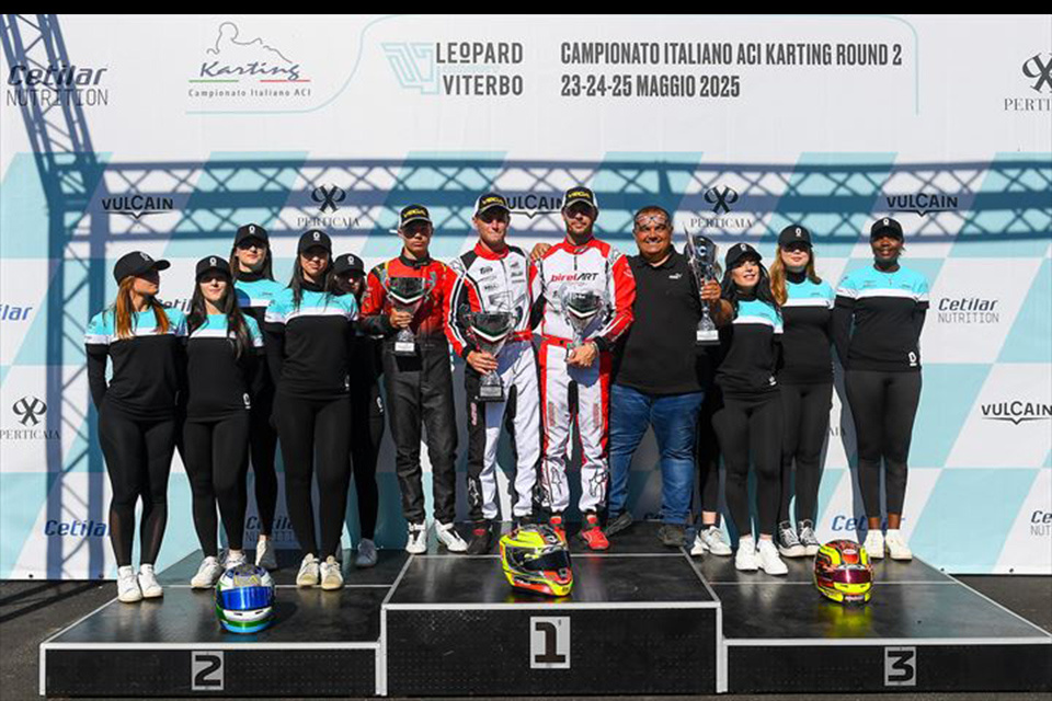 The winners of the second round of the Italian ACI Karting Championship