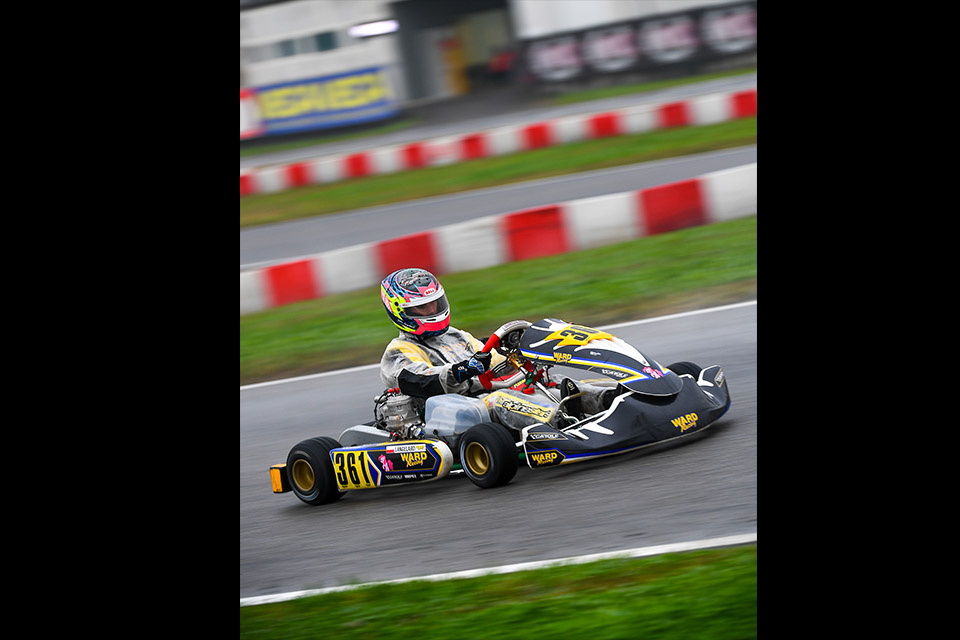 Julia Angelard on her way to the second round of the WSK Final Cup at the Cremona Karting