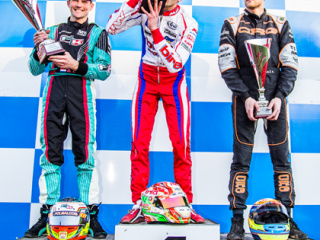 Il podio della KZ2 con De Conto tra Lammers e Dalé © D. Pastanella
