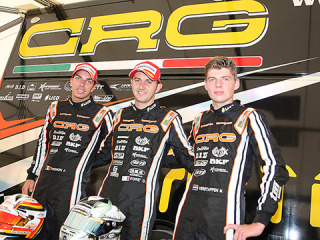 Thonon, Forè and Verstappen after the one-two-three scored in Genk's KZ1 round of the WSK Euro Series (Ph. CRG Press).
