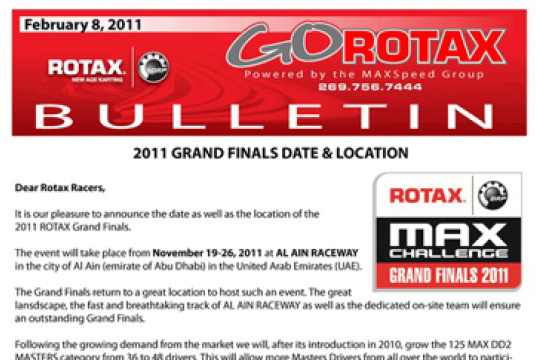 2011 Rotax Grand Finals date announced