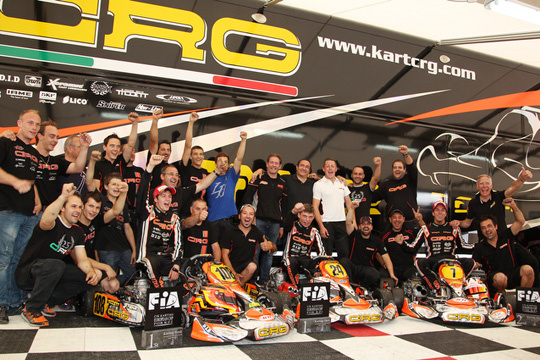 CRG TRIUMPHANT IN GENK WITH VERSTAPPEN (KZ) AND TIENE (KZ2). MAX VERSTAPPEN IS THE NEW EUROPEAN CIK-FIA KZ CHAMPION.