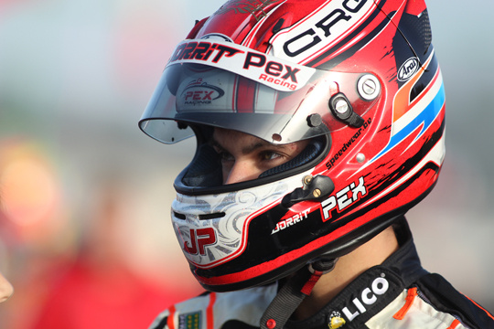 CRG, Jorrit Pex celebrates the third title in the German KZ2 Championship at Genk
