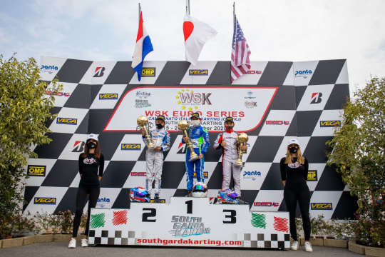 Kai Sorensen on podium in the Euro Series WSK weekend